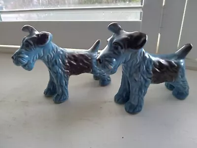 Buy Rare Pair Of Blue Sylvac Pottery Terrier Dogs No 1121 • 65£