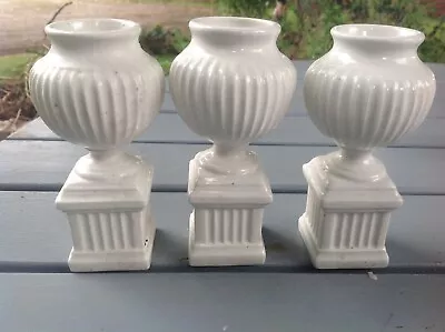 Buy Bassano Ceramics Italy Three Small White Pottery Pot On Pedestal Flower Holders • 15£