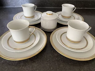 Buy 1952-1965 KPM KRISTER Porcelain 17 Piece Coffee Service Gold Rim - Pattern 254 • 9.99£