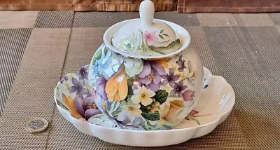 Buy Very Pretty Porcelain James Kent & Hadida Lidded Pot And Floral Dish • 20£