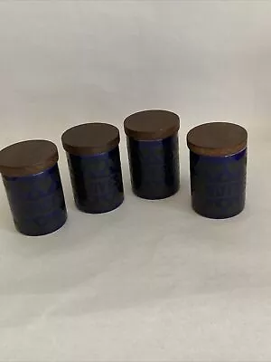 Buy Vintage Hornsea Heirloom Blue Spice Pots X 4 Nutmeg Peppercorn Cloves Allspice • 14.99£