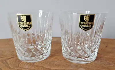 Buy A Pair Of Edinburgh Crystal Appin Cut Whisky Tumbler Glasses 3 1/8 Inches Tall • 12.99£