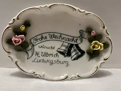 Buy VTG Dresden Crown N Mark Trinket Dish Flowers Christmas Frohe Weihnacht Germany • 7.24£