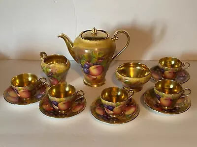 Buy Antique Aynsley Golden Orchard Handpainted Fruit Coffee Pot/5 Cups&Saucers/C&S • 1,630.88£