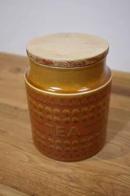 Buy Hornsea Saffron Tea Large Canister Storage Jar Pot Wooden Lid Pottery Vintage • 12£