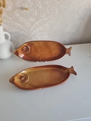 Buy Vintage Ceramiche Partenopee Fish Dish Plates X 2 Zoomorph Italy  • 19.99£