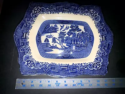 Buy Vintage 19th Century Blue Willow Transferware Platter Burslem England • 93.18£