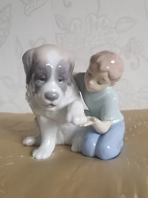 Buy Stunning Nao By Lladro Boy With Dog Figurine 'Lets Make It Better'#1577 • 45£