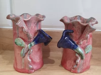 Buy VINTAGE PAIR IRISH POTTERY VASES BY ELDERBUSH POTTERY,  Co WICKLOW • 34.99£