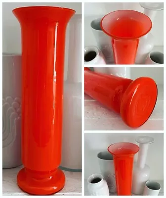 Buy 🍊Vintage Empoli Italian Empoli Scandinavian Style Orange Cased Glass Vase 🍊 • 30£
