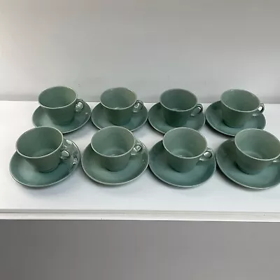 Buy Vintage Woods Ware  Beryl  Green Cups And Saucers X 8 1940s /50s VGC • 49£