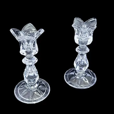 Buy Vintage GORHAM Lead Crystal Tulip Candlestick Pair 5.75  Tall Made West Germany • 23.25£