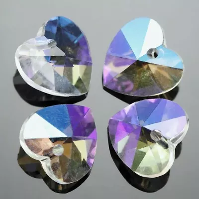 Buy 12x Pendant Heart Faceted Cut Glass Crystal Beads 14mm Jewellery Making Craft • 3.99£