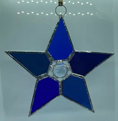 Buy F019 Stained Glass Suncatcher Hanging Christmas Star 14cm Blues • 12£