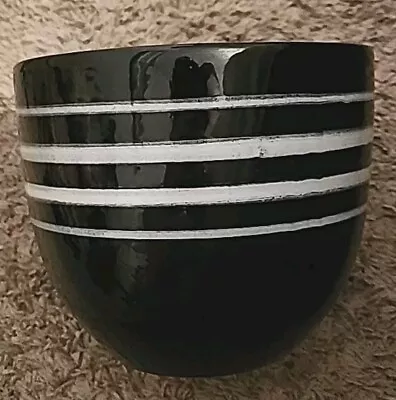 Buy Italy Pottery Bowl Vase For Rosenthal Netter 6.5 Tall Black With White Stripes  • 139.74£