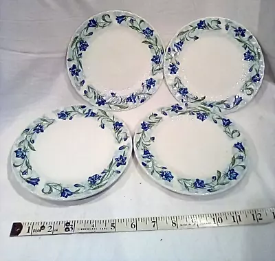 Buy Wood & Sons 4 Side Plates La Belle Blue Gentian Flowers On White Pattern • 4.50£