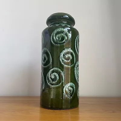 Buy West German Vase Scheurich 30cm Green Swirls 517-30 Mid Century Modern • 40£