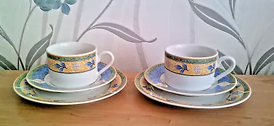 Buy ROYAL NORFOLK - Blue /Yellow Diamond Pattern -Cup, Saucer, Side Plate - 2 Trio's • 14.95£