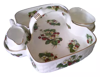 Buy Hammersley Strawberry Ripe Bone China Tray Basket Cream Jug & Sugar Bowl • 95£