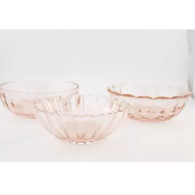 Buy Set Of 3 Small Pink Depression Glass Bowls • 5.60£
