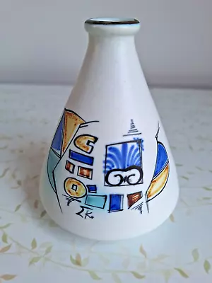 Buy Vintage 1970's Abstract Design Signed 'EK' Stoneware Pottery Art Bud Vase • 20£
