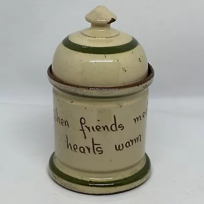 Buy Torquay Pottery Lidded Pot Motto Ware Scandy 6in Chip To Lid • 4.99£
