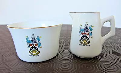 Buy Antique Crested Dainty Ware Porcelain Jug & Bowl, Lowestoft Suffolk Pre Shelley • 0.99£