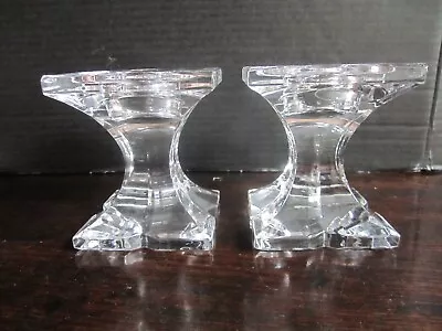 Buy 2 / Pair Lead Crystal Cut Glass Pillar Candle Holders Stands • 10£
