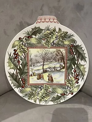 Buy SPODE Victorian Christmas Plate Collection WALKING TO CHURCH Bauble Shape 9.5  • 7.50£