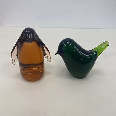 Buy Wedgewood Vintage Glass Penguin & Bird Paper Weight Ornament Amber / Green Glass • 24.99£