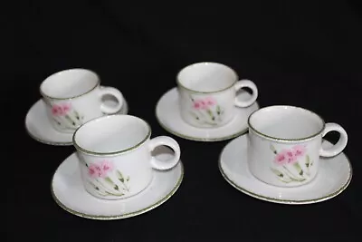 Buy 4 Midwinter Stonehenge Carnation Pattern Cups And Saucers • 14.99£
