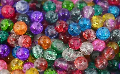 Buy Round Glass Crackle Beads Jewellery Making Fishing Craft Wedding Dress Beading • 9.79£