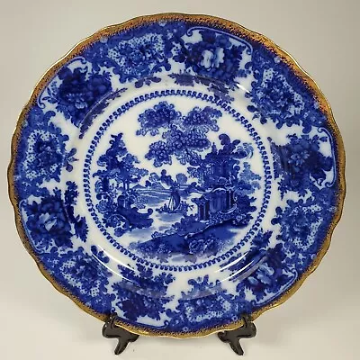 Buy Antique Flow Blue Bowl By W. Adams Of England Victorian Fairy Villas Excellent • 44.99£