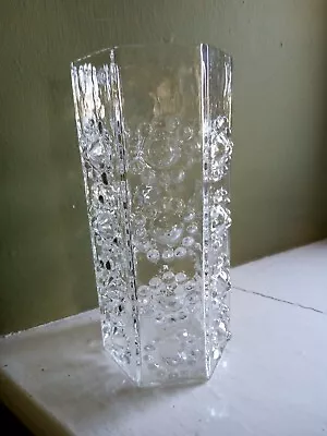 Buy Dartington Glass Clear Glass 4 Nipple Hexagonal Vase  FT95 Thrower 60s • 18£
