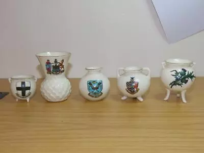 Buy BC932: Small Collection Of 5 Crested Ware Ancient Pots / Vases Etc • 15£