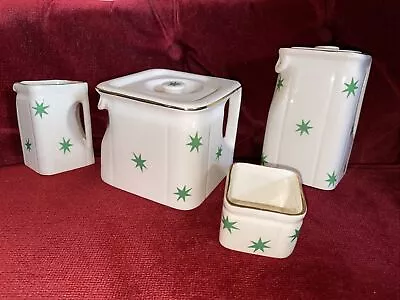 Buy Antique J Sadler & Sons 1930s Art Deco Cube Teapot Milk Jug Sugar Water Jug Star • 42£