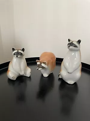 Buy Lomonosov LFZ USSR Soviet Porcelain Three Racoon Figurines Vintage • 60£