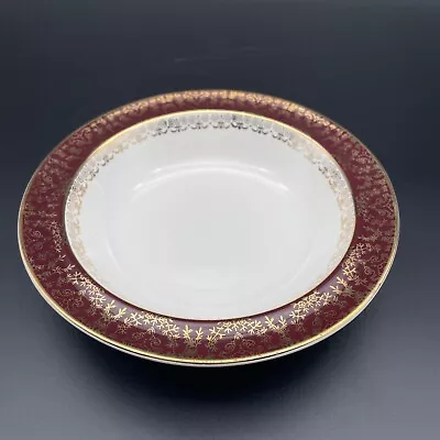 Buy Vintage Crownford China Burslem, Burgandy & Gold Patterned Bowl, 16.5cm Diameter • 9.95£