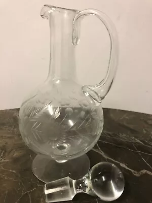 Buy Antique Cut Glass Wine Decanter With Ground Stopper Floral Cut Circa 1880 • 24.99£