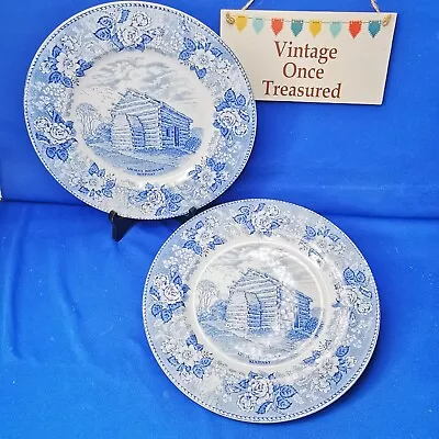 Buy LINCOLNS BIRTHPLACE Kentucky * 2 X Blue & White DINNER PLATES * Alfred Meakin GC • 10£