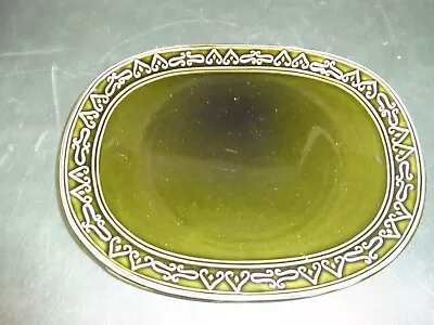 Buy Barbecue By Barratts Of Staffordshire Dark Green Oval Plate  26x21cm W/ Pattern • 3.75£