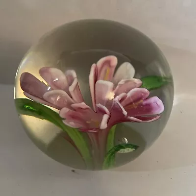 Buy Vintage Pink Lilies / Tulips ? Style Paperweight • 13.99£
