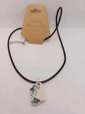 Buy Scottish Sea Pottery Necklace Black Cord  • 6£