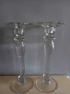 Buy Tall Glass Candle Sticks Pair 12 Inches Tall. • 7.50£