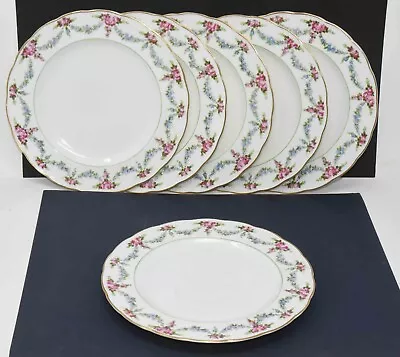 Buy Six Vintage Crescent China 8 7/8  Diameter Salad Plates Floral Rose Pattern • 27.96£