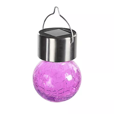Buy Solar Powered LED Steel Hanging Globe Crackle Glass Ball Lights Garden Outdoor • 39.69£