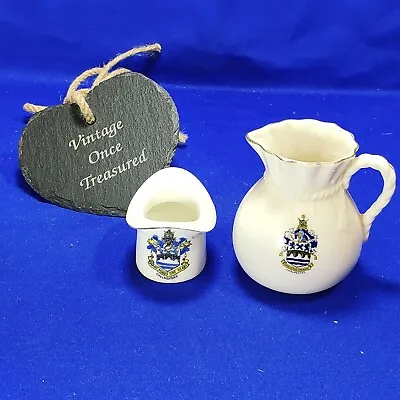 Buy Crested Ware China CHELMSFORD * Top Hat Match Holder With Vesta +  Small Jug *  • 10£