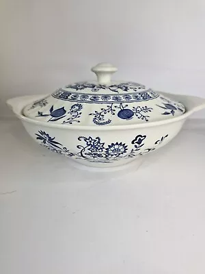 Buy Blue Nordic J & G Meakin Covered Tureen Blue Onion Tureen Dish English Ironstone • 15£