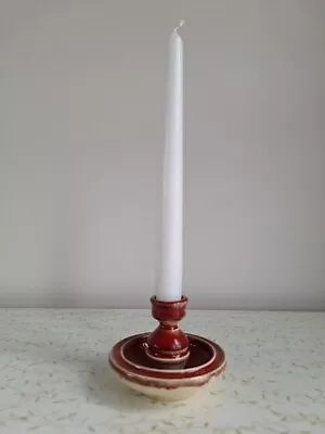 Buy Vintage 1970's Lund's Lunds Sweden Red Glaze Ceramic Candle Holder • 15£