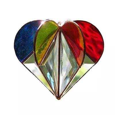 Buy Multi-Sided Acrylic 3D Heart Pendant Stained Heart Glass Ornaments Pendant • 6.29£